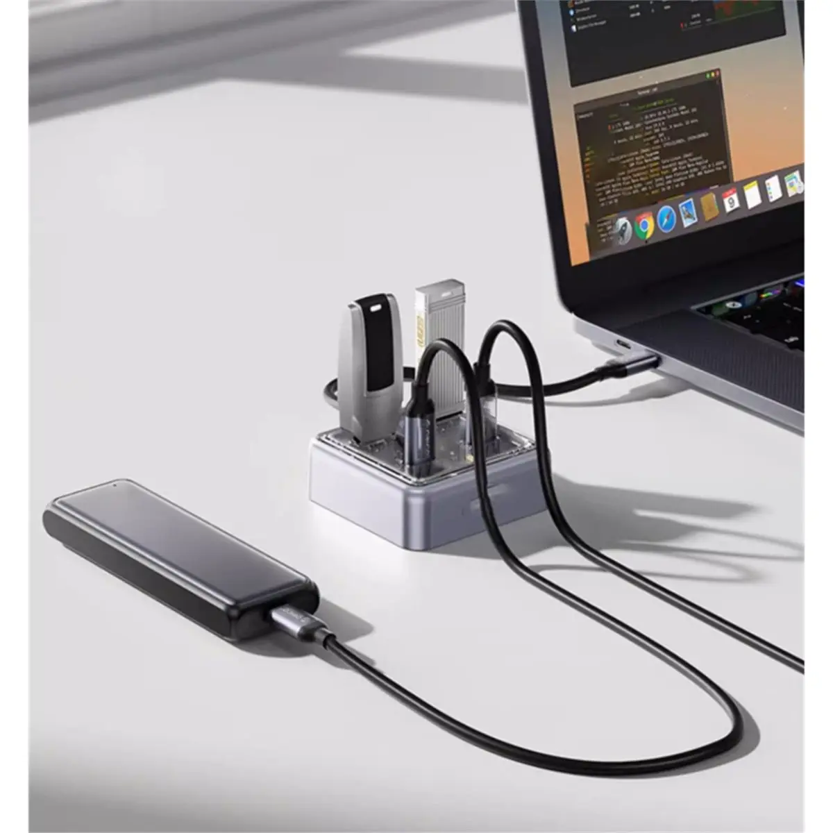 Transparent Usb C Hub 4 Port Expansion with Power Supply Interface Usb 3.2 Protocol High Speed Transmission OTG