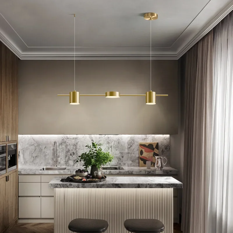 Moderne minimalistische LED-Deckenpendelleuchte für Wohnzimmer, Küchenpendelleuchte, kreative dimmbare Innenbeleuchtung, Gold/Schwarz