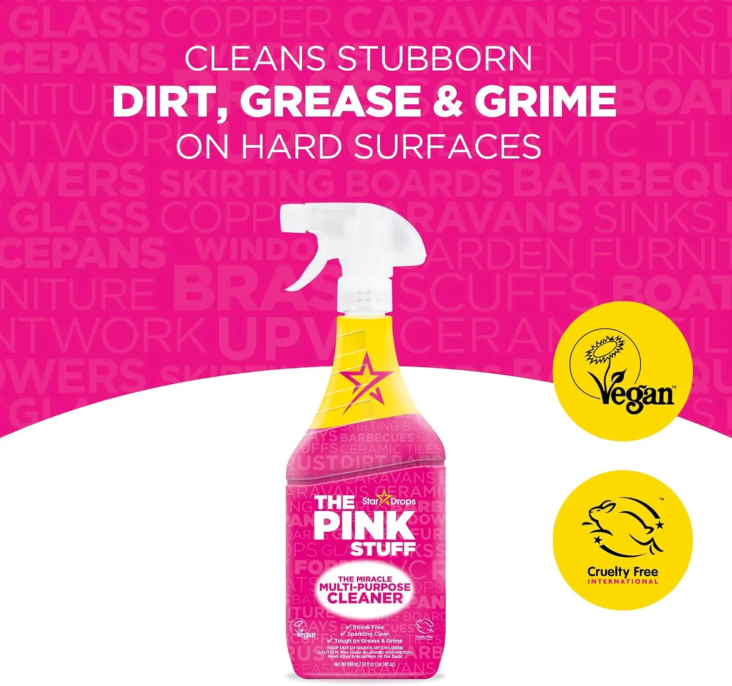 Multi-Purpose Cleaner Spray with Powerful Degreaser for Kitchen Bathroom Tile and Floor, 30 fl oz