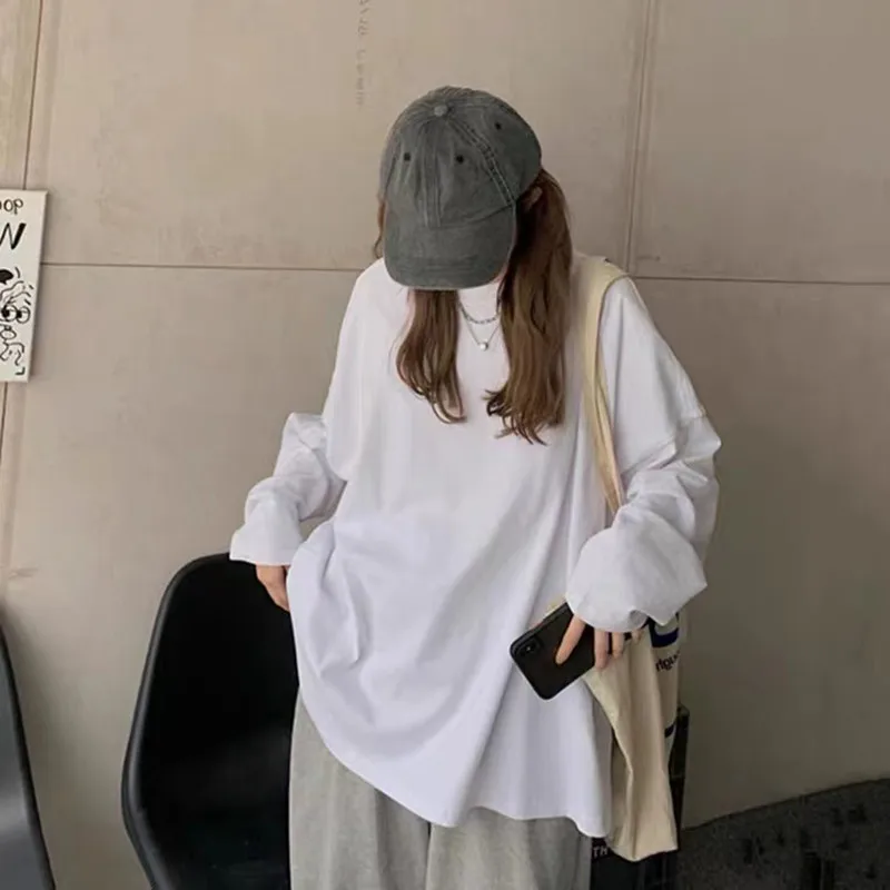 Spring Autumn Long Sve Women's Basic Sle Slim Fit Versatile Base Layer irt Korean Lazy Sle Top Trendy T-irt
