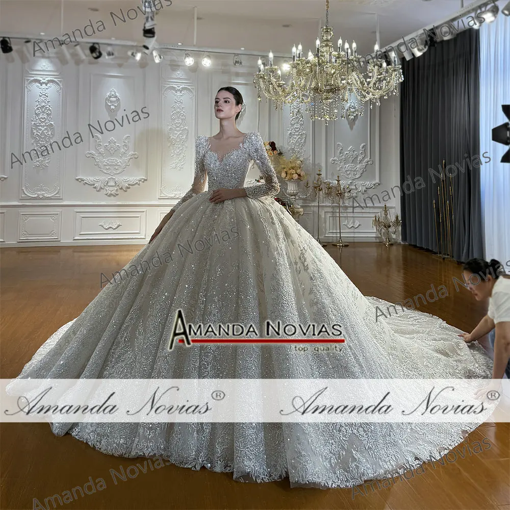 تخصيص NS5013 أماندا نوفيس 2026 نموذج جديد فستان الزفاف اللؤلؤ