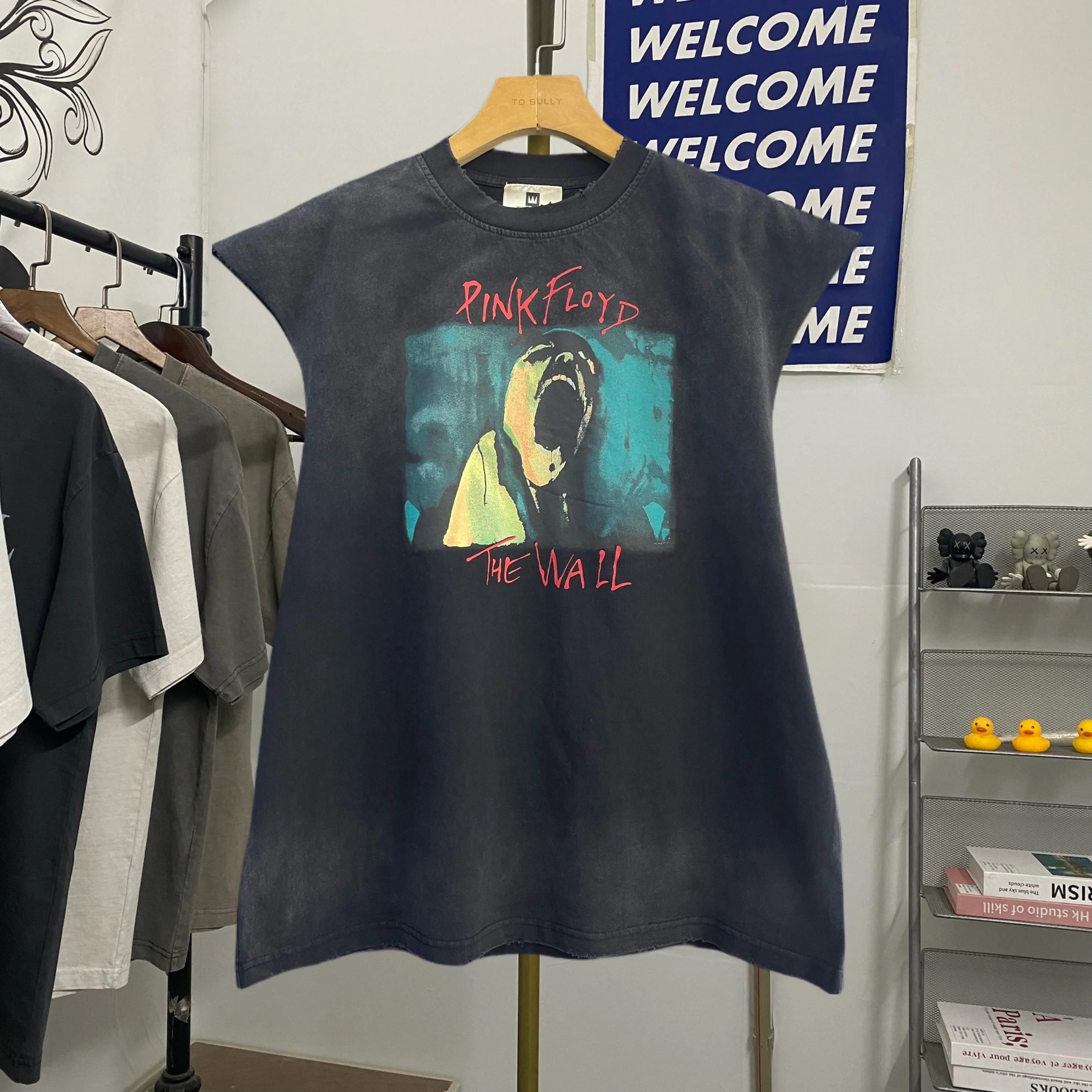 

Waed Vintage American Ro Band Print Loose Fitting Svel Top for Men And Women Casual Summer T-irt Sle