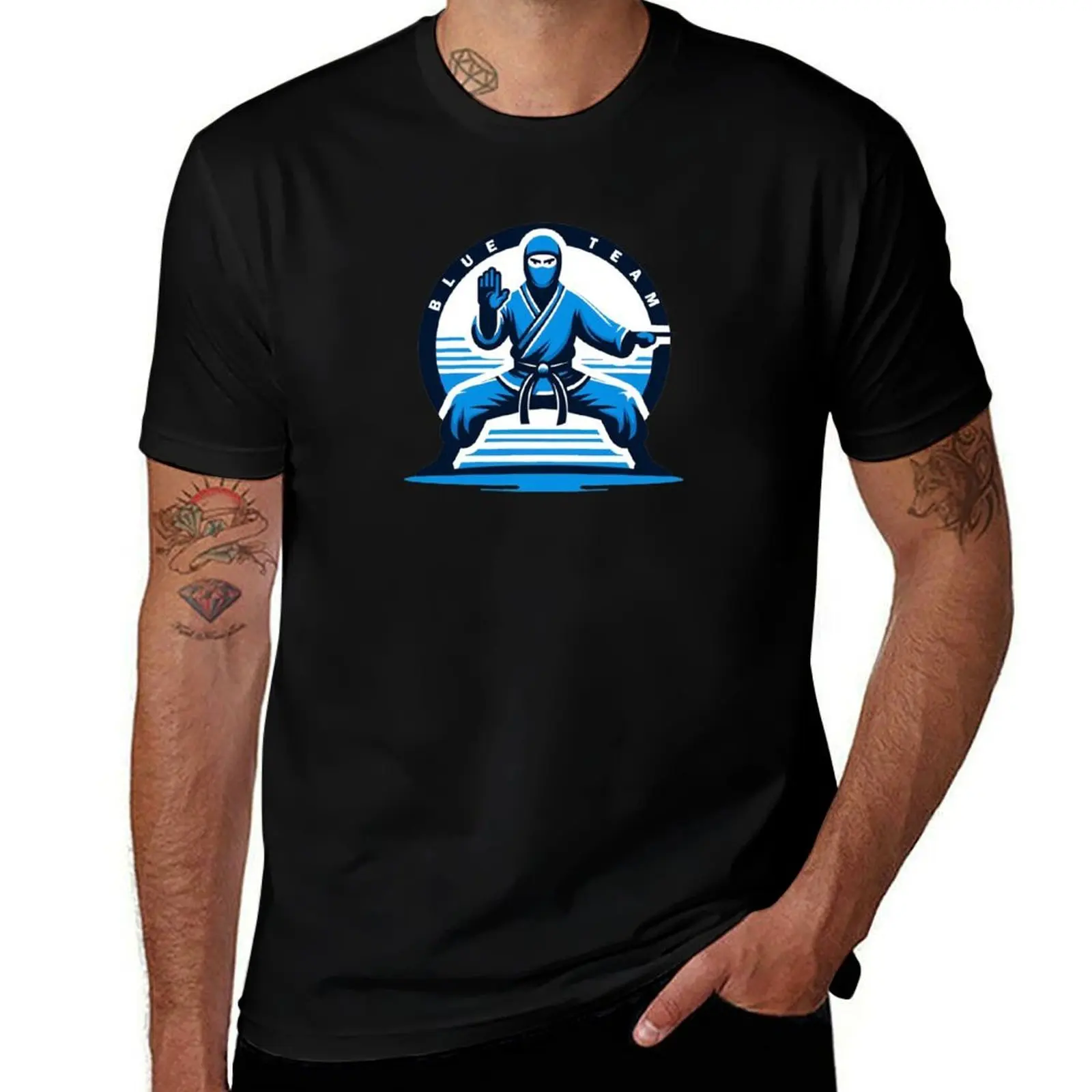 

Blue team ninja defending cybersecurity T-Shirt cotton t shirt man t shirts for man graphic tees funny t shirts man T-Shirt