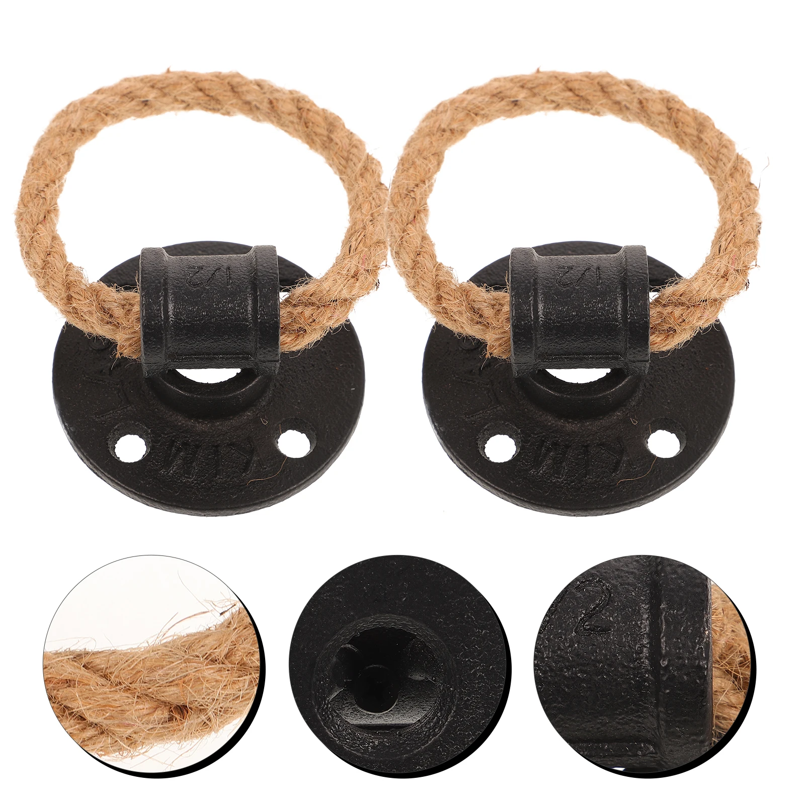 

2Pcs Black Rope Pull Handles Retro Iron Door Cabinet Drawer Cupboard Furniture HardwareVintage Style Easy Installation
