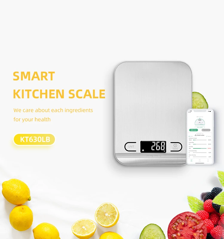 

HAIZHIHUI bascula digital de cocina Smart Meal Calorie Balance with Nutrition Calculator App，5kg，1g/0.1gSmart Meal Calorie Balan