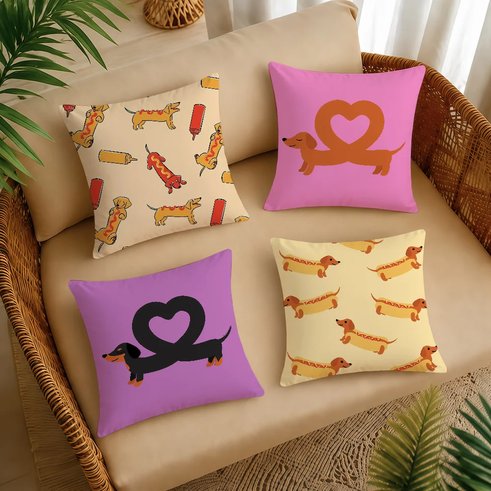 Sausage Dog Dachshund Cute Cushion Cover Square Decorative Throw Pillow Case Sofa Bed Living Room Anniversary Gifts