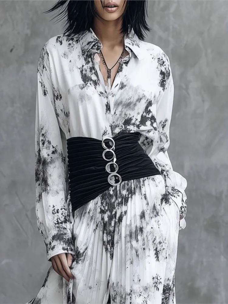 Long Sleeve Turn Down Collar Shirt Blouse Dress Women Sexy Club Maxi Dresses 2026 Spring Summer Skinny Stretchy Party Vestidos