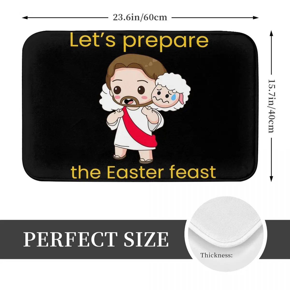 Jesus Carries A Lamb To An Easter Feast Anti-slip Doormat Floor Mat Carpet Rug for Kitchen Bathroom Living room Footpad Mats