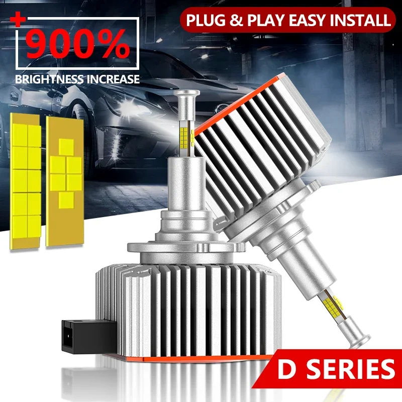 

2PCS D1S D3S LED Headlight Bulbs 360° 70W 900% Brighter 32 CSP Chips Canbus Error Free Plug&Play 6000K Auto HID Replacement 12V