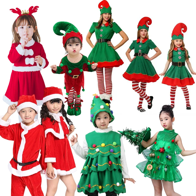 2025 Christmas Toddler Kids Santa Claus Costume Children Santa Party Clothes Cosplay Xmas Festival Dress + Hat Christmas Outfits