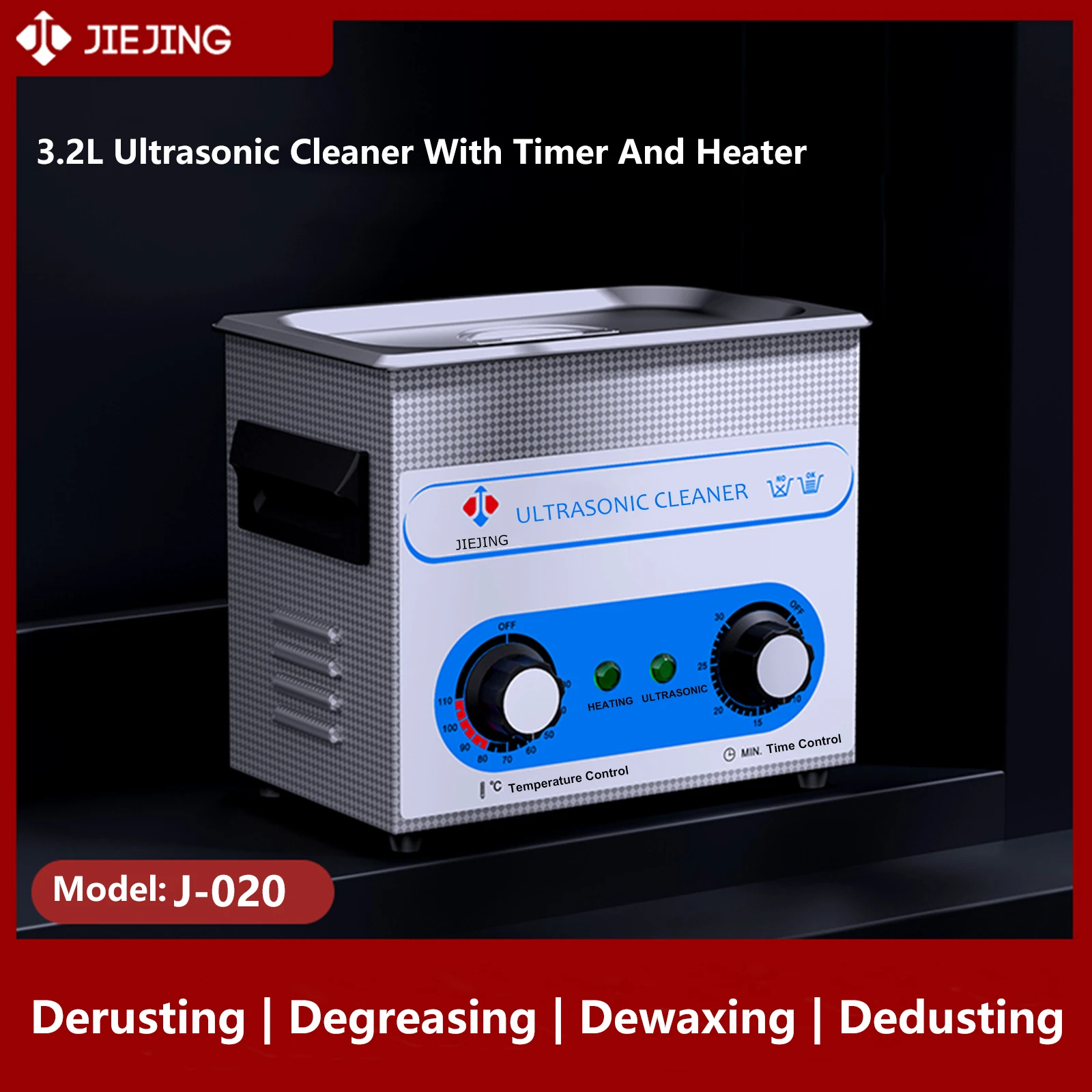 3L Ultrasonic Cleaner 40kHz Ultrasound Cleaner with Timer Heated Ultrasonic Cleaning Machine for Jewelry Glasses etc