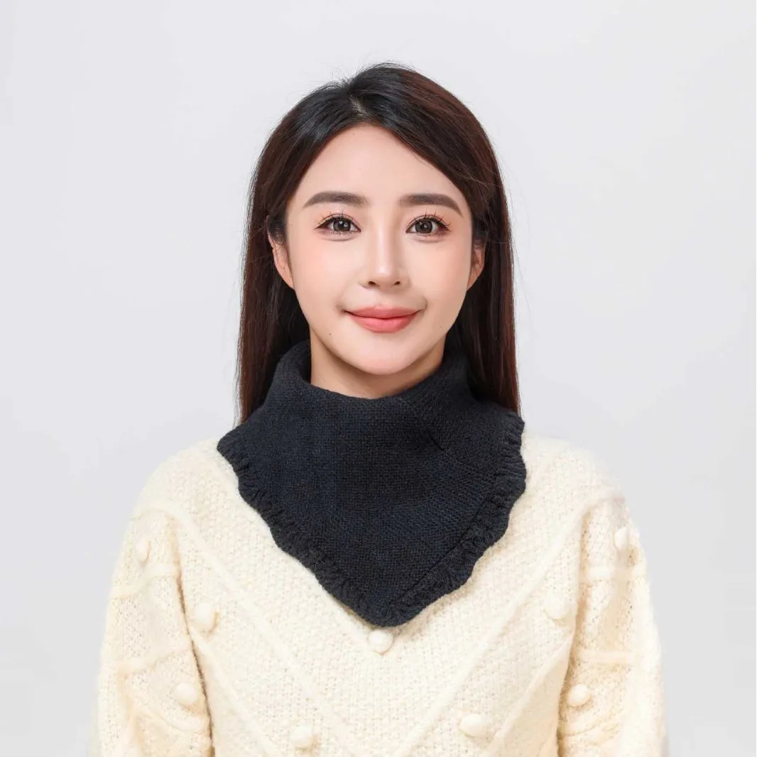 Simple and Thickened in Solid Color, Windproof Neck Protection and Cold-proof Triangular Scarf, Head Cover and Neck Cover.