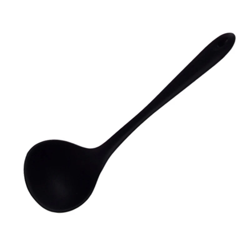 1PC Silicone Soup Spoon Is Soft And Moderate Doesn't Damage The Pot And Is Integrally Formed The Extended Handle Is Safer