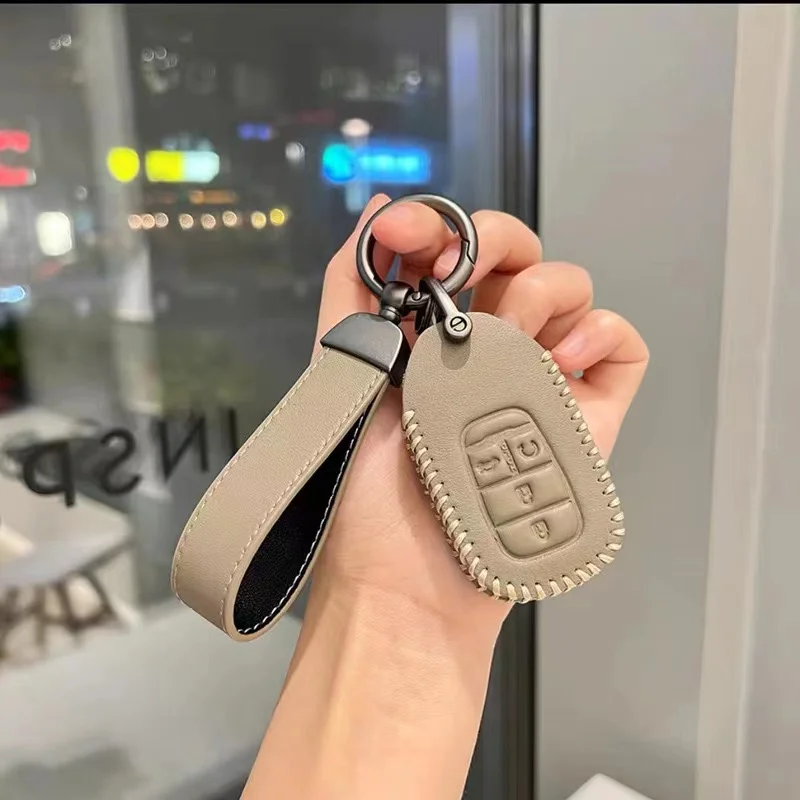 

New Leather Car Key Case Cover For Honda 2022 2023 2024 Accord Civic HR-V CR-V Pilot Sport SI EX EX-L Car Key Bag Accessories