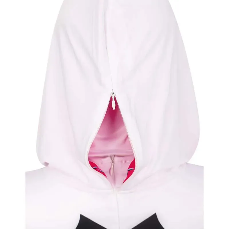 Kids Spider Gwen Cosplay Superhero Bodysuit Gwendolyn Maxine Stacy 3D Zentai Halloween Role Play Costume Hooded Mask Jumpsuitt