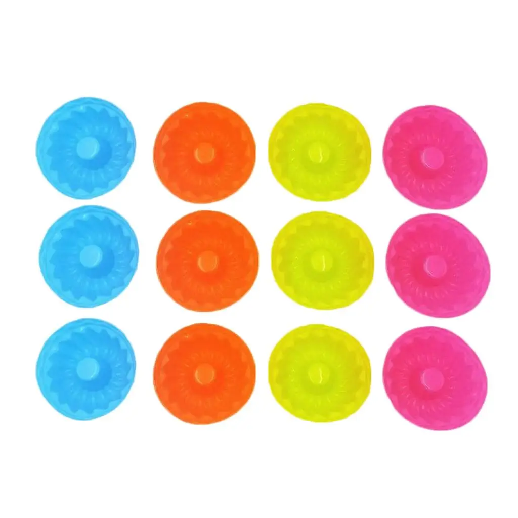 12 Pcs Silicone Muffin Cases Round Cup Cake Baking Cup Multicolor 6.5*3cm
