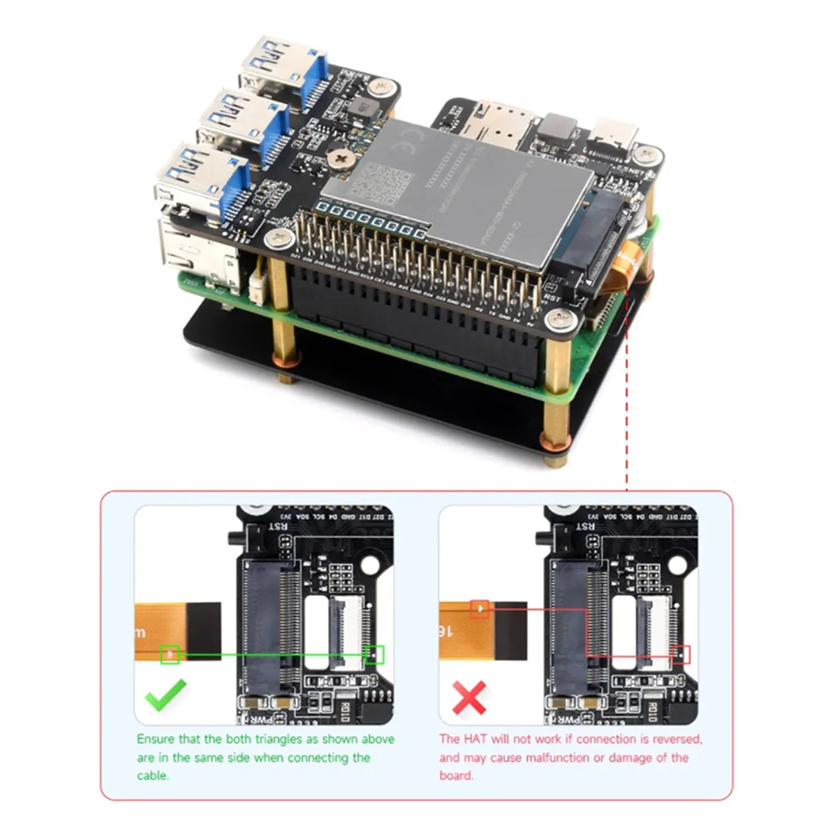PCIe para M.2 4G/5G e USB 3.2 HAT compatível com módulos SIMCom/Quectel 4G/5G, placa de expansão PCIe para Raspberry Pi 5—L47A