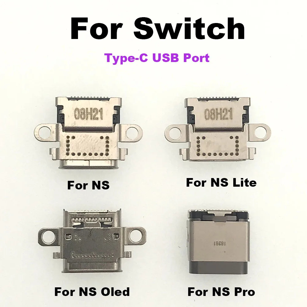 50Pcs For Switch Lite Console Power Connector Type-C Charger Socket Jack For NS Switch OLED/NS Pro USB Charging Port