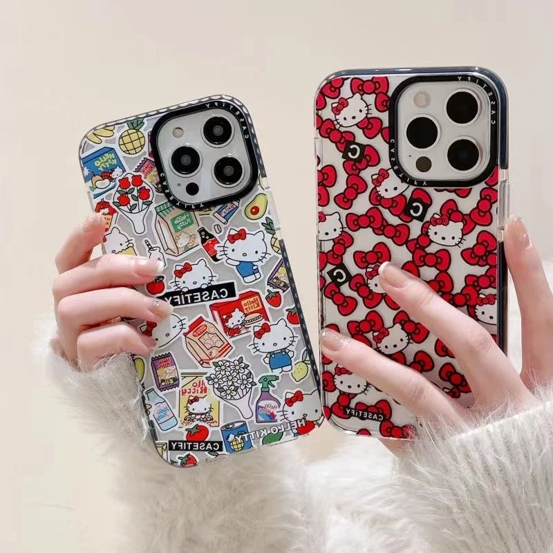 

Kawaii Hello Kittys Cartoon Case for Iphone 14 13 12 11 Promax 7 8P Xr Xs Anime Printed Kt Cat Personalized Anti-Drop Soft Cover