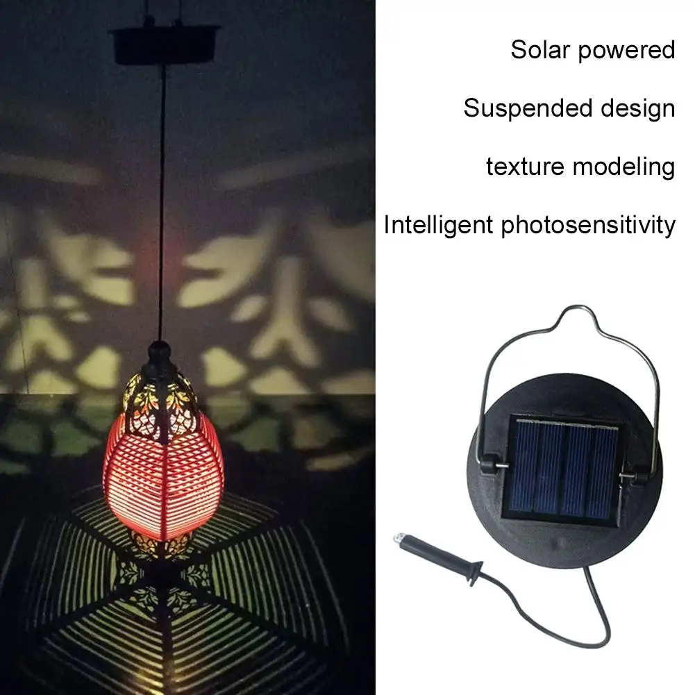 Solar Cell Box Pendant Light Outdoor Courtyard Hanging Iron Lantern Accessories Decorative Light Source for Garden