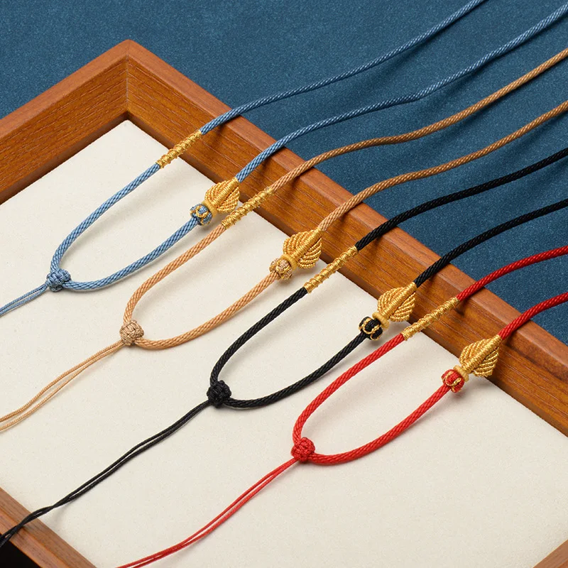 Chinese Style Lucky Blessing Handmade Braided Necklace Rope Adjustable Good Fortune Pendant String For Jade Buddha Gold Emerald