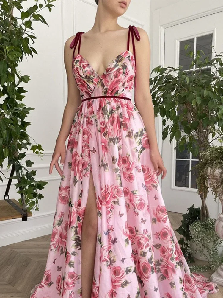 Elegante Diepe V-hals Vrouwelijke Dans Buik Jurken Latin Vrouwen Backless Kostuum Jurk Modellen Jazz Split Straat Bloemen Muziek Stedelijk