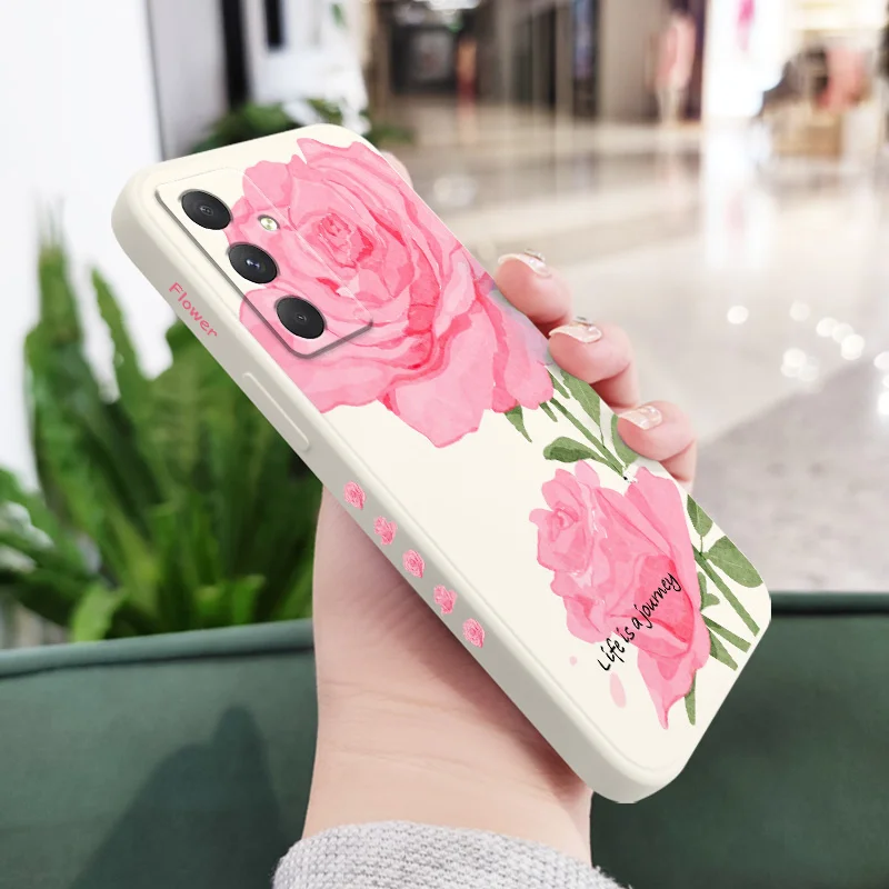 Beautiful Pink Rose Phone Case For Samsung Galaxy A55 A35 A25 A15 A05 A05S A54 A34 A24 A14 A04 A04S A04E 4G 5G Cover image 3