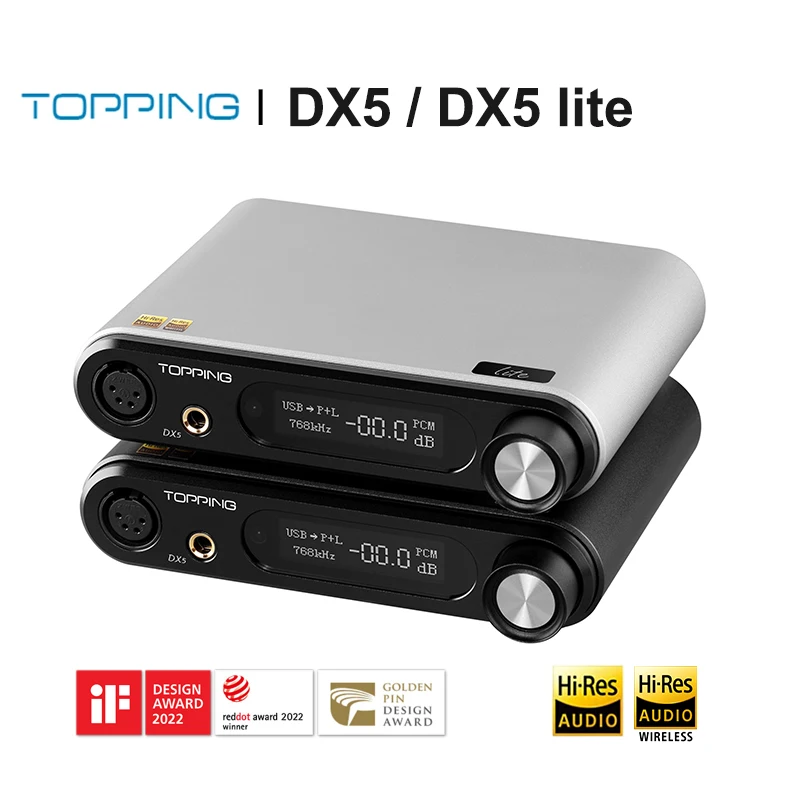 

TOPPING DX5 MQA Decoder ES9068AS*2 DAC Headphone Amplifier DSD512 PCM768 LDAC USB XLR/RCA/6.35mm Output