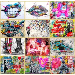 Banksy Street Art Canvas Paintings Sneakers Mouth Ballon Girl Graffiti Pop Art Posters Prints Cuadros Wall Art Home Decoration