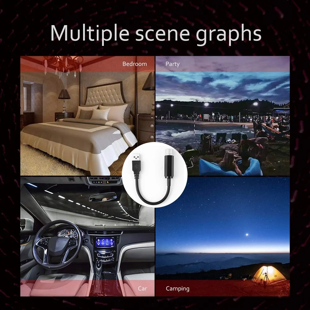 

MYdaY- Car USB Star Ceiling Light Car Roof Lights USB Night Light Romantic Atmosphere Decoration Light