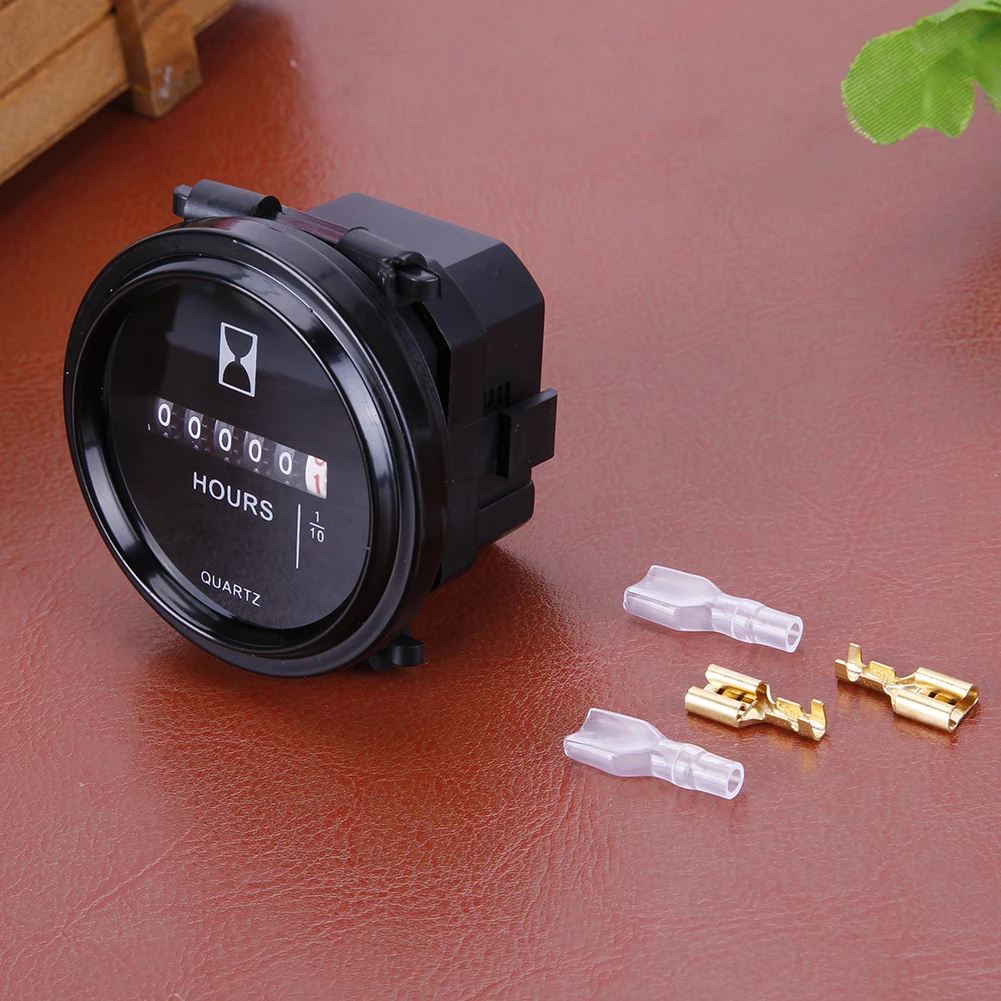 1-5PCS Digital Hour Meter DC 12/24/36V Engine Hour Meter 2" Round Waterproof Quartz Timer for Car Marine Boat Tractor Engine image 2