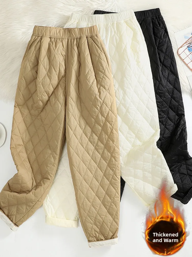 

Женские хлопковые брюки Харлан, верхняя одежда, теплые длинные брюки в стиле ретро с ромбовидным узором, брюки-фонарики с высокой талией, хлопковые брюки