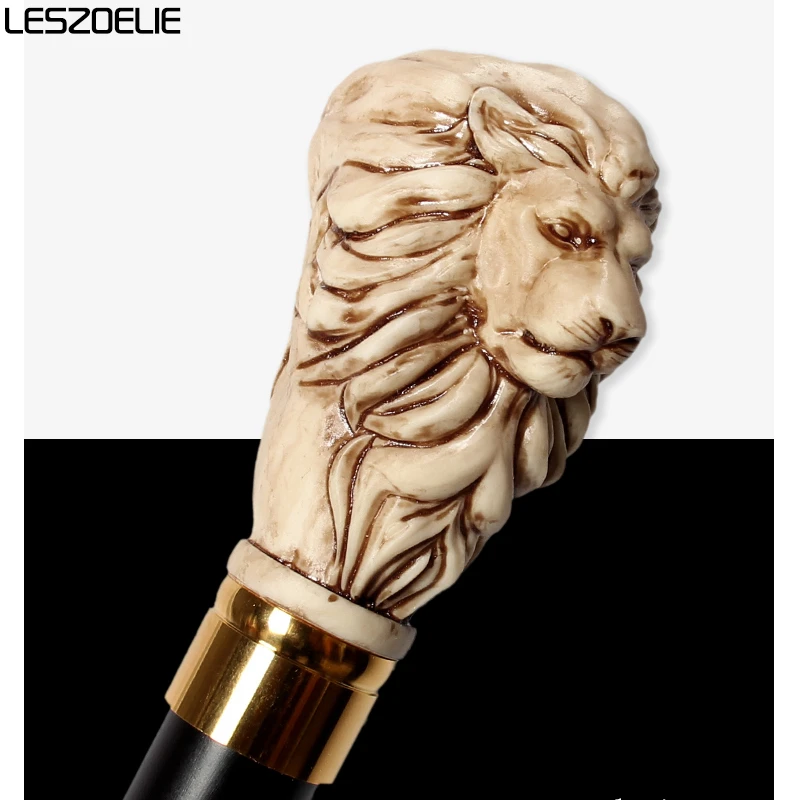 97cm Lion-Head Resin Handle Stick Men German Beech Detachable Wooden Walking Sticks Women Fashionable  Party Decorative Canes