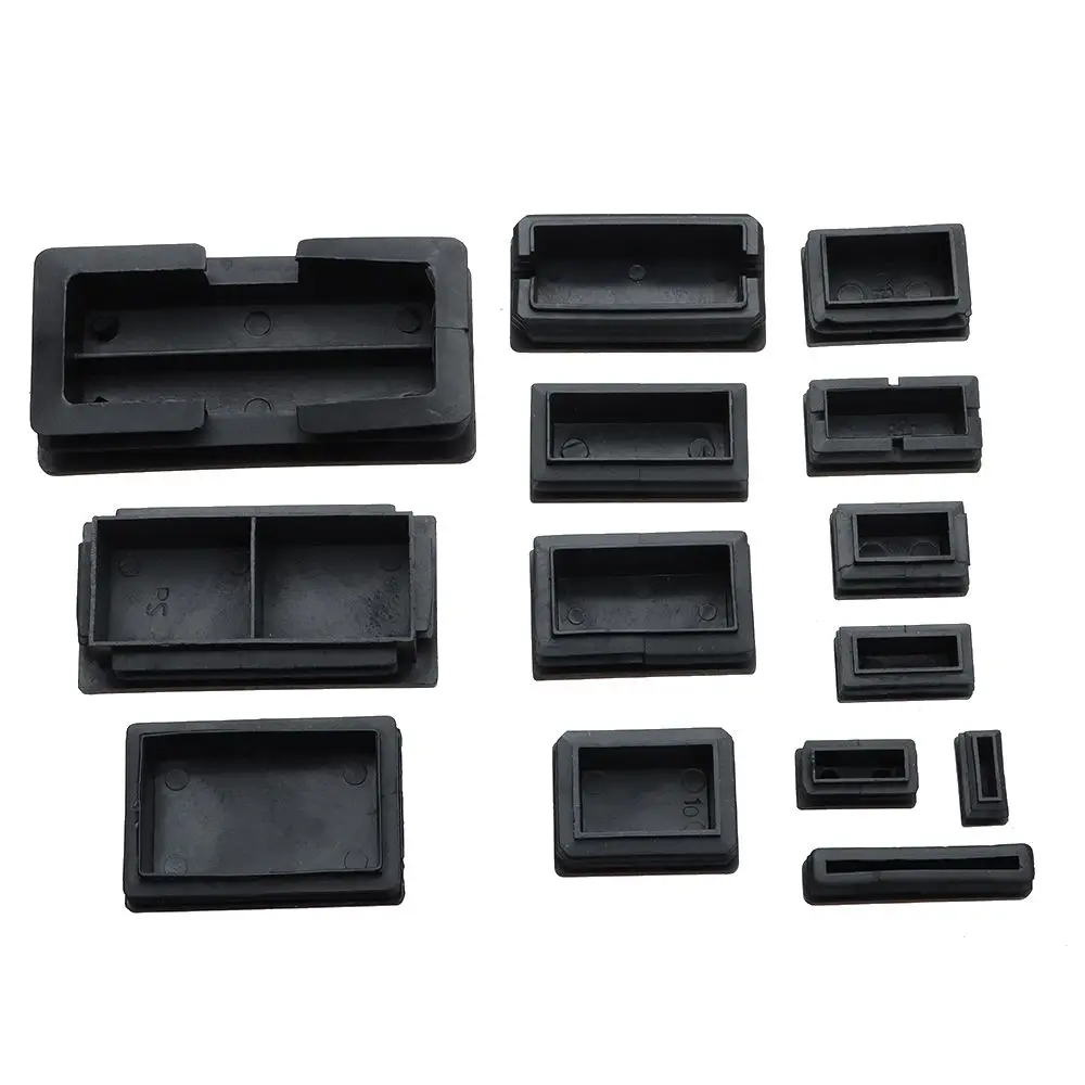 10Pcs Square Plastic Black Blanking End Cap Tube Pipe Insert Plug Bung 10x20~500x100mm Living Room Furniture Bed Frame