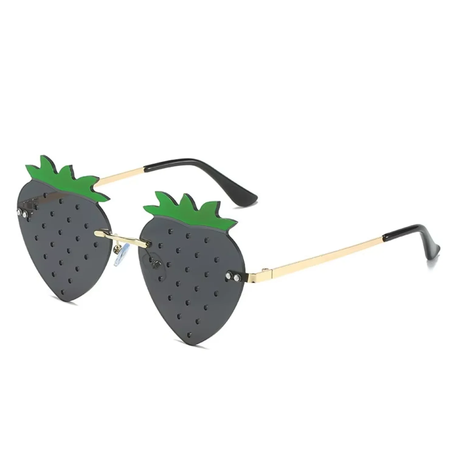 strawberry fruit funny  glasses festival ball women eyeglasses metal fashion rimless lens sun sunglasses