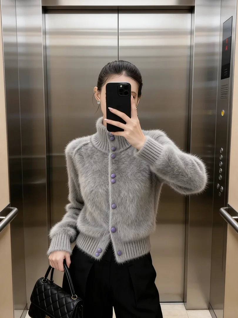 

Женский вязаный свитер Ele ey Long Sve с одной пуговицей, универсальный, модный, для делового и повседневного стиля, свободного кроя, весна 2026