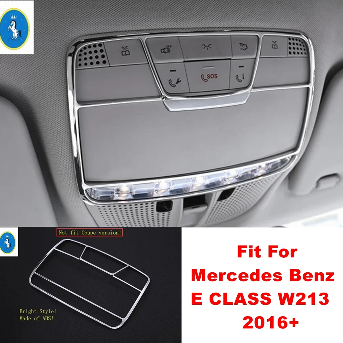 

Chrome Car Front Roof Reading Lamps Lights Decor Frame Sticker Accessories Cover Trim For Mercedes Benz E CLASS W213 2016 - 2020