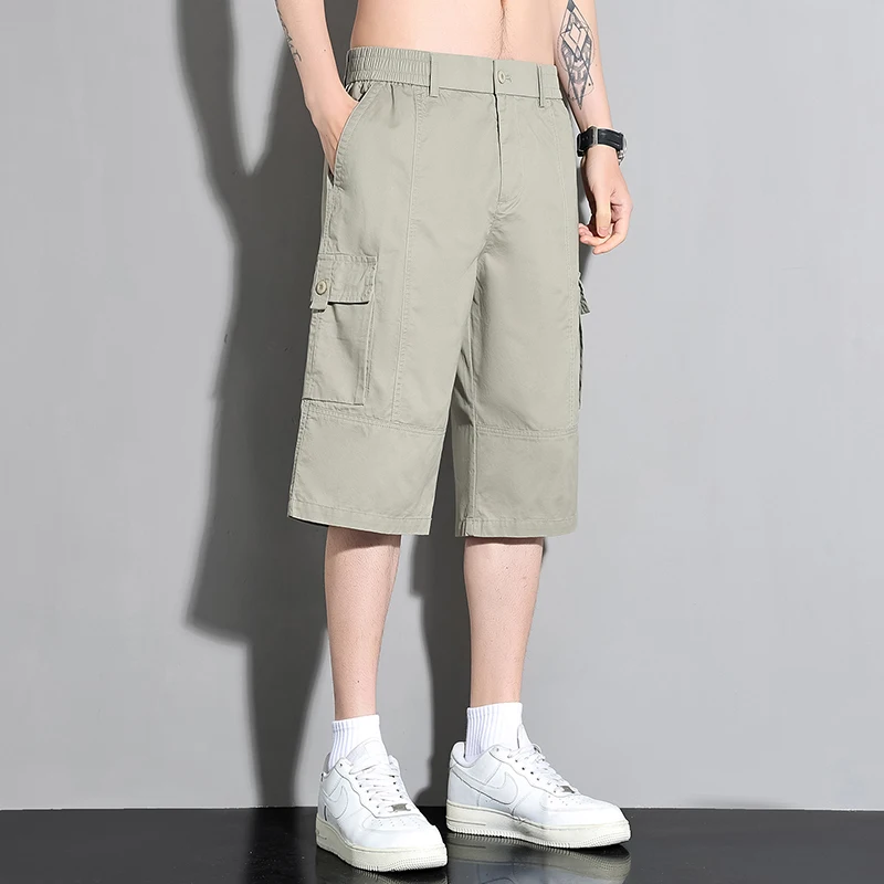 

Summer Men Knee Length Shorts Men Loose Casual Thin Sports Men Breathable Daily Outdoor Trendy Short Pants Solid Color Shorts