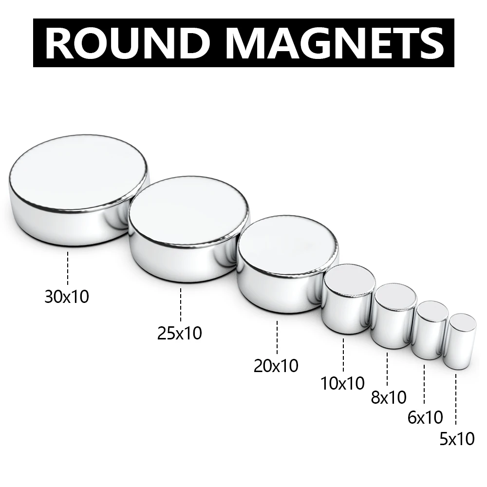 Magnete super forte 5x10,6x10,8x10,10x10,20x10,25x10,30x10mm N35 Magnete magnetico rotondo al neodimio NdFeB Potente disco imanes