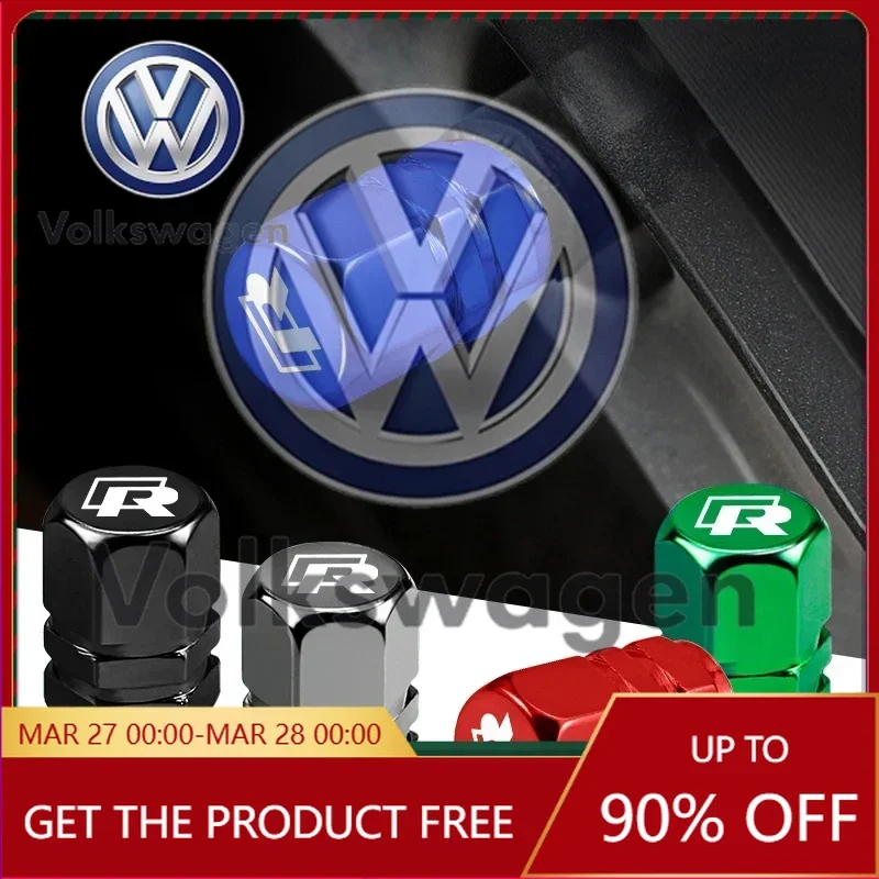 

Emblems For VW Volkswagen Car Sticker 4Pcs 3D Metal Car Tire Valve Caps Wheel Dust Cover For R Volkswagen CC R-Line Beetle Tigua