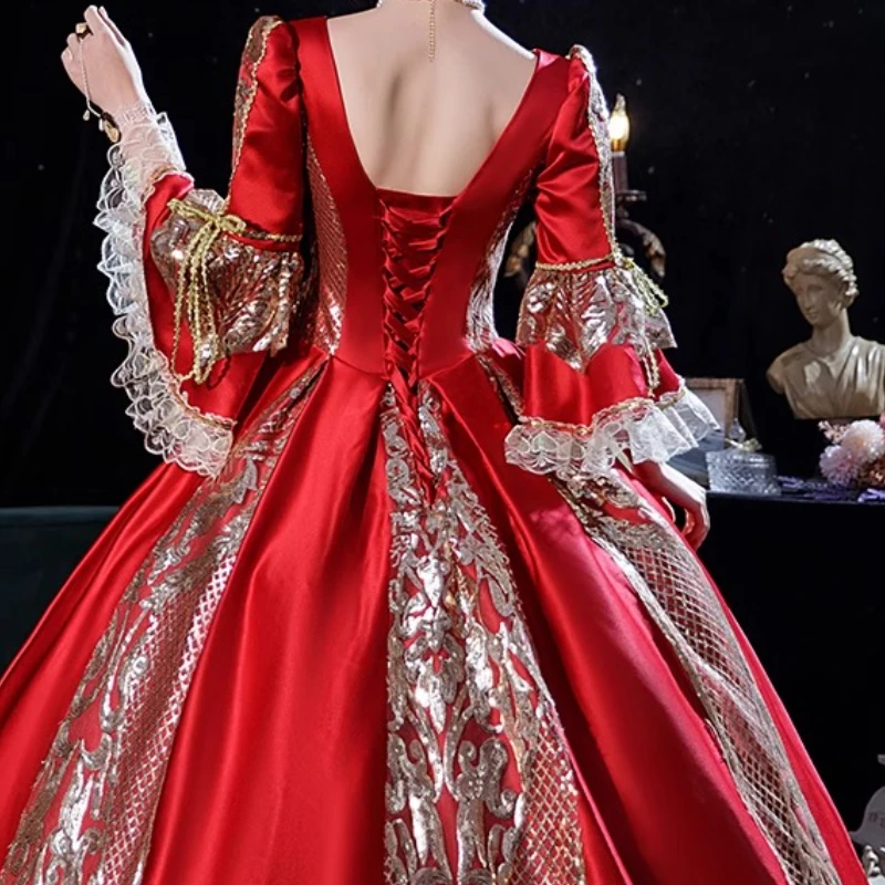 프랑스 코트 드레스 가장 무도회 패션쇼 연례 회의 호스트 스팽글 공주 의상 Vestidos De Noche Elegantes Dress Festa Luxo