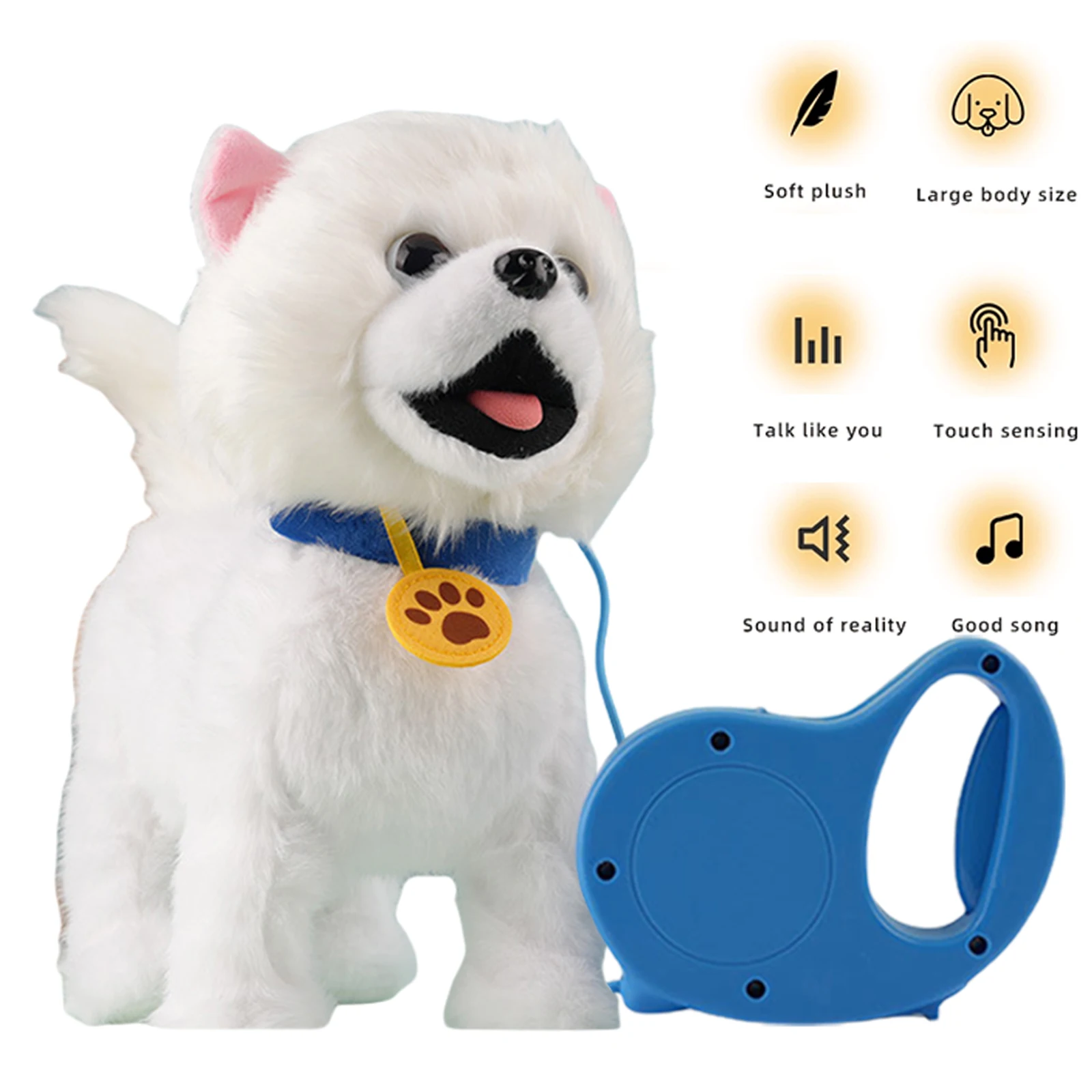 Walking Interactive Robotic Dog Electronic Toy With Remote Control, Realistic Licking & Voice Imitation, Soft Plush Pet for Kids
