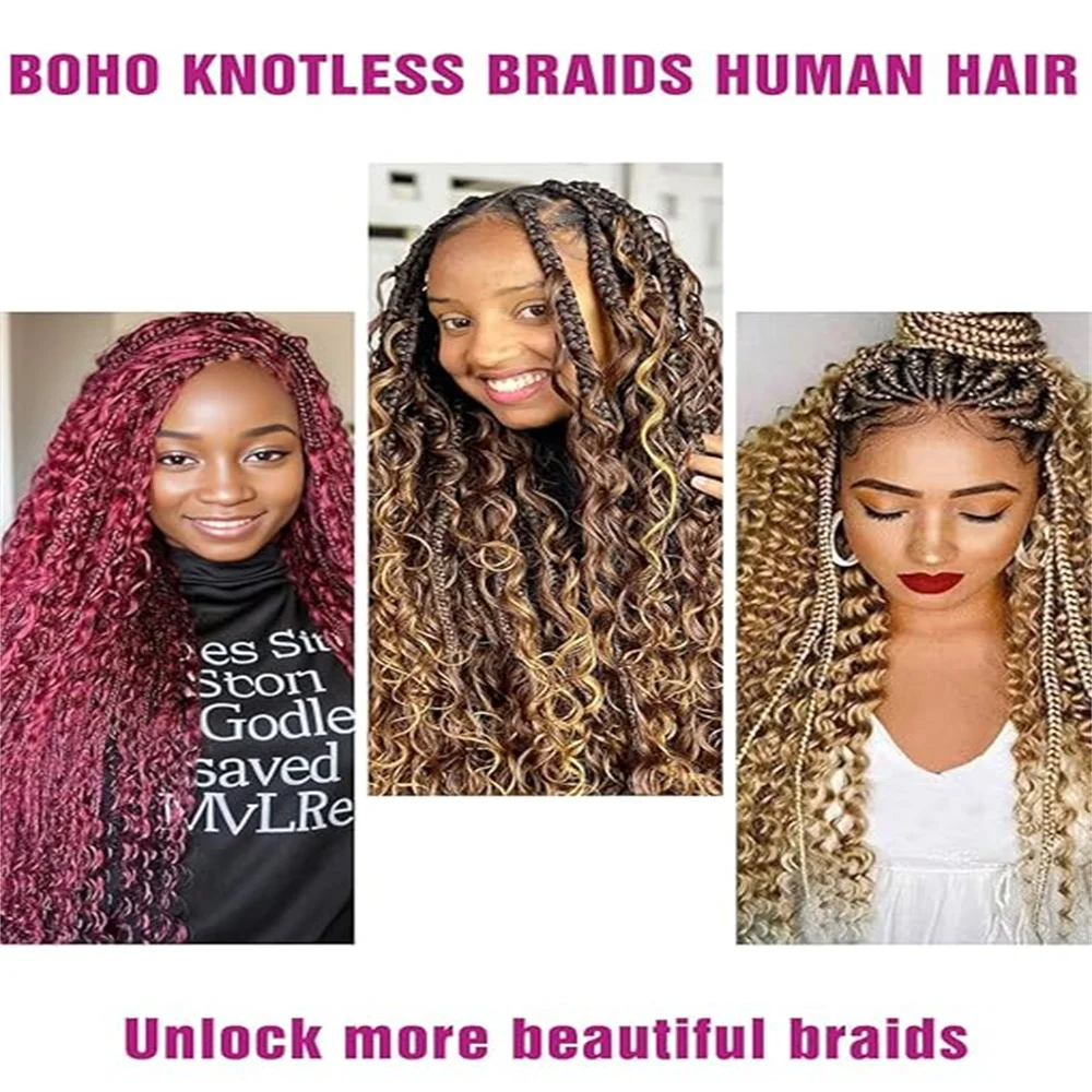 Extensions de cheveux humains bouclés pour tresses Boho, cheveux vierges en vrac pour tressage, sans trame, 28 po, document 99J, Deep Wave