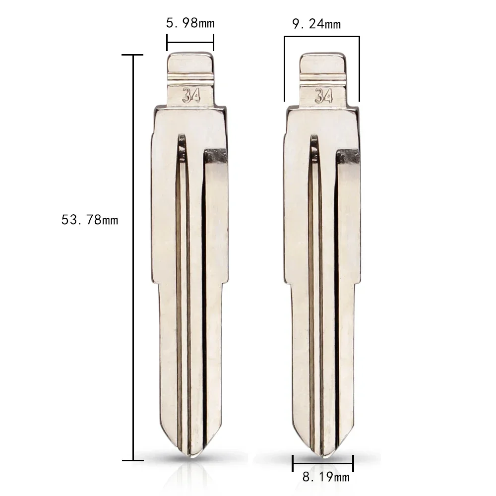 Dandkey-نوع شفرة مفتاح بعيد ، معدنية فارغة ، غير مصقول الوجه ، KD ، كيا ريو أكسنت ، استبدال فوب ، No.34