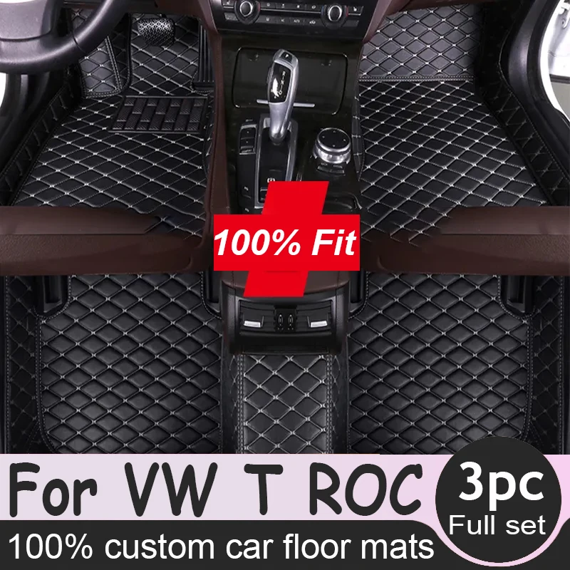 Tapis de sol de voiture en cuir pour VW T ROC 2020 ~ 2022, accessoires intérieurs, tapis, repose-pieds, livraison directe automatique