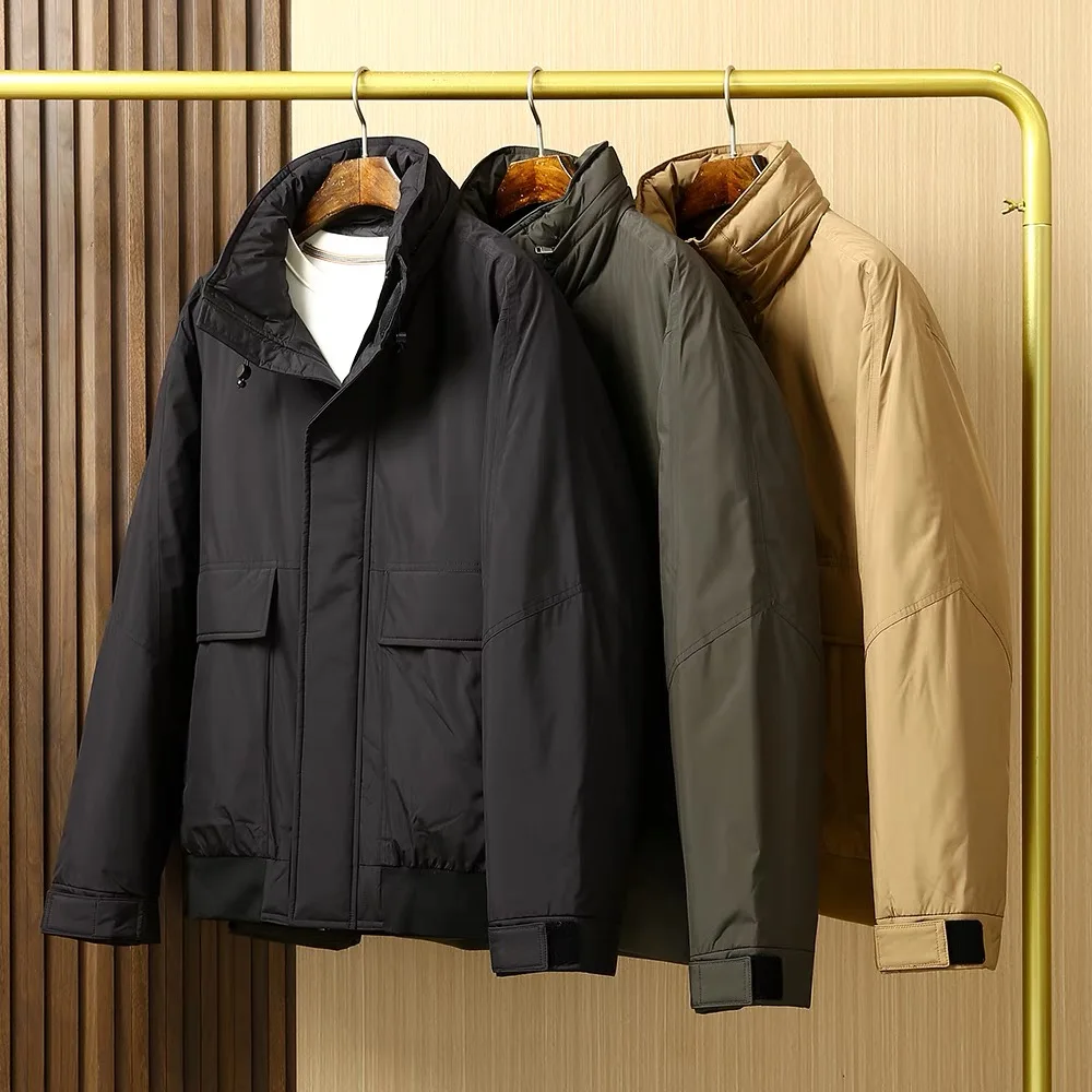 

Men's Casual Du down Jaet Windproof Warmth High Puffin Winter Coat Polyester Fiber Long Sve Zipper Closure Coat