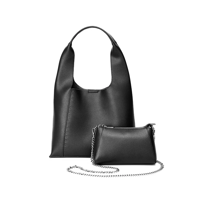 Real Genuine Leather Women's Shoulder Bag two-pieces set