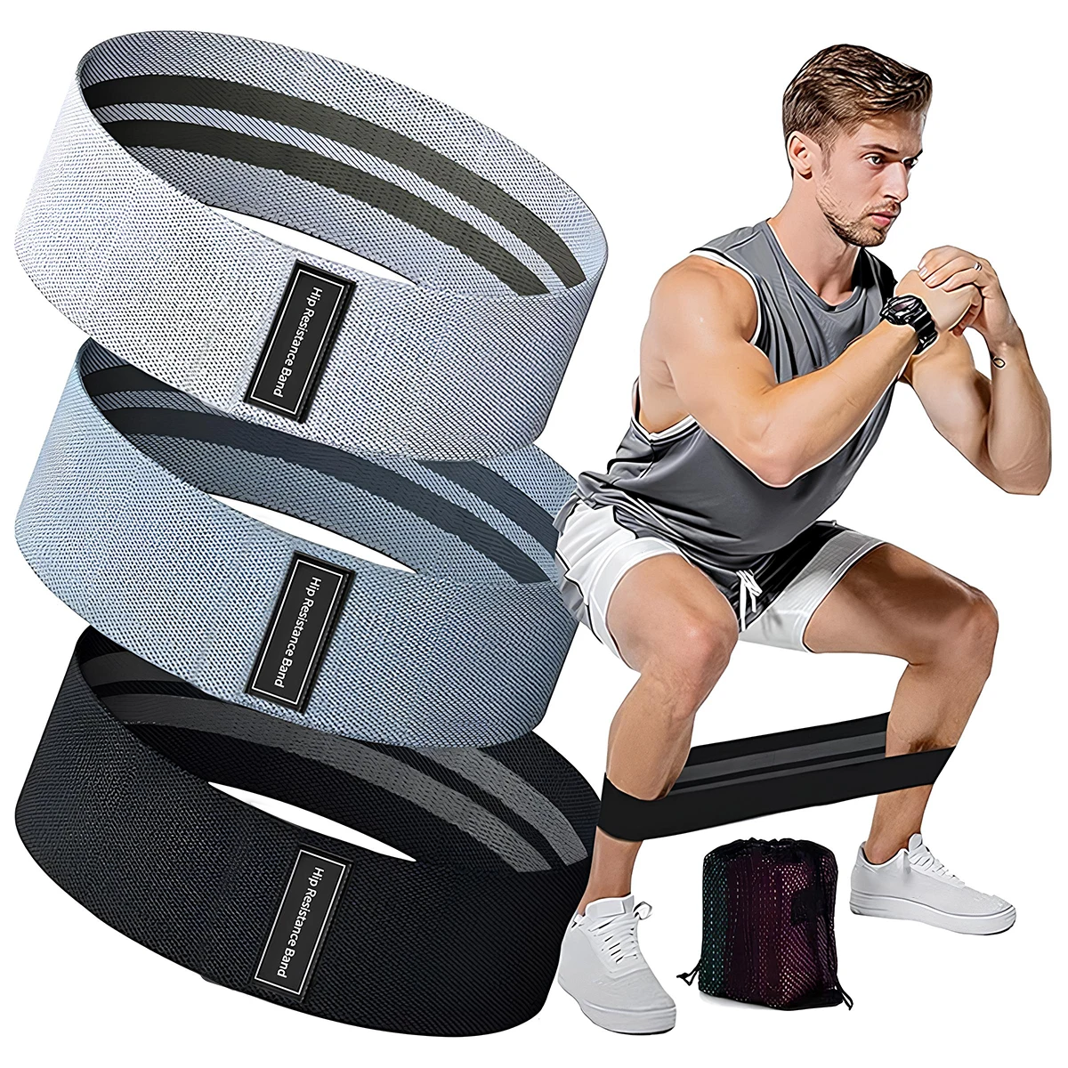 1/3 adet elastik direnç bandı bacaklar ve kalça eğitim Yoga Squat elastik bant lateks kaymaz spor salonu malzemeleri saklama çantası ile birlikte gelir