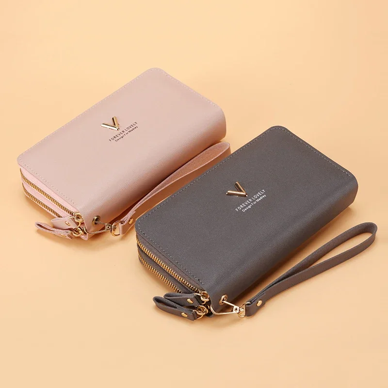 2022 New Women's Long Wallet Korean Version Simple Double Zipper Large-capacity Coin Purse Multi-card Wallet Card Holder