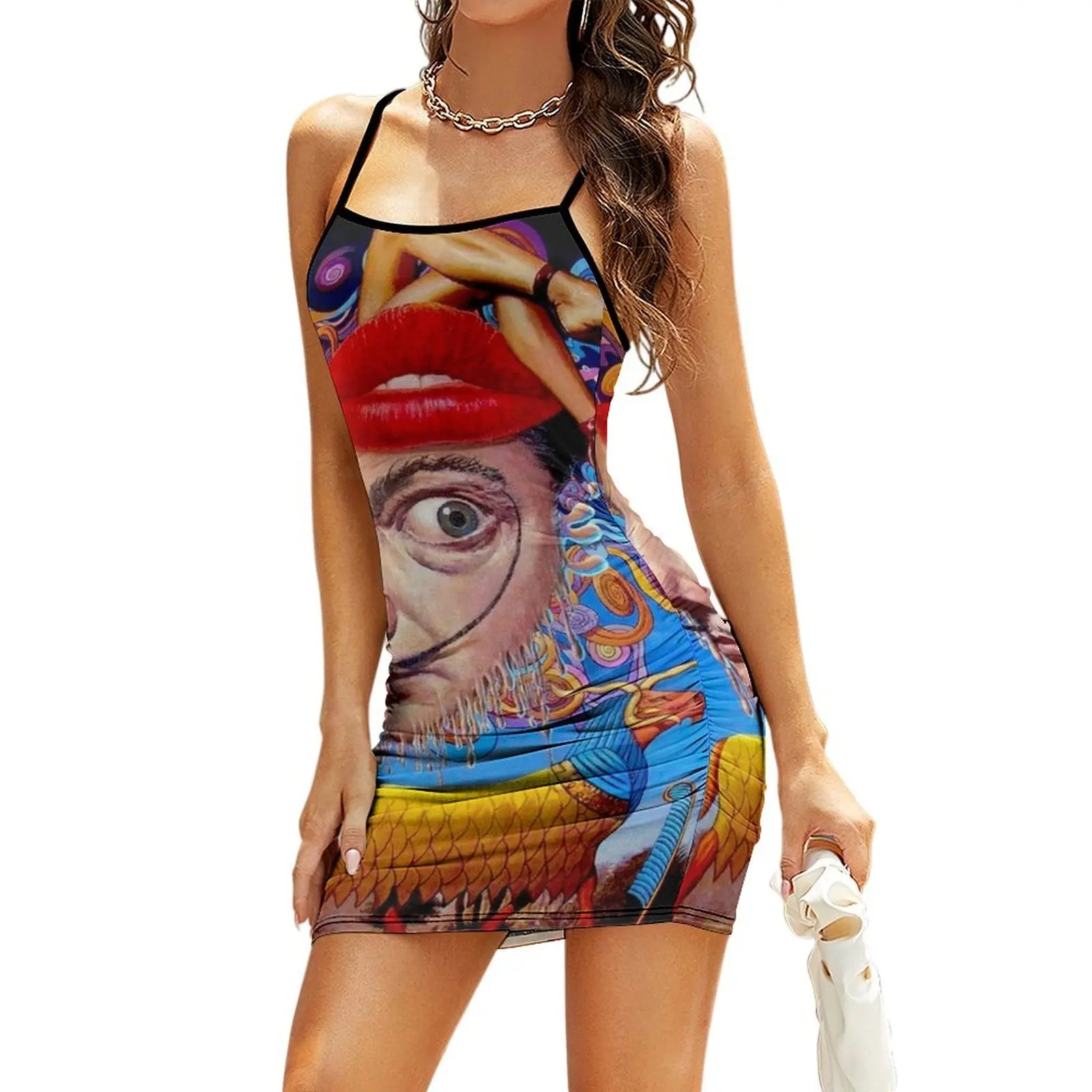 

THANKSGIVING : Vintage Abstract Painting Print Sling Dress dress for women summer Beachwear